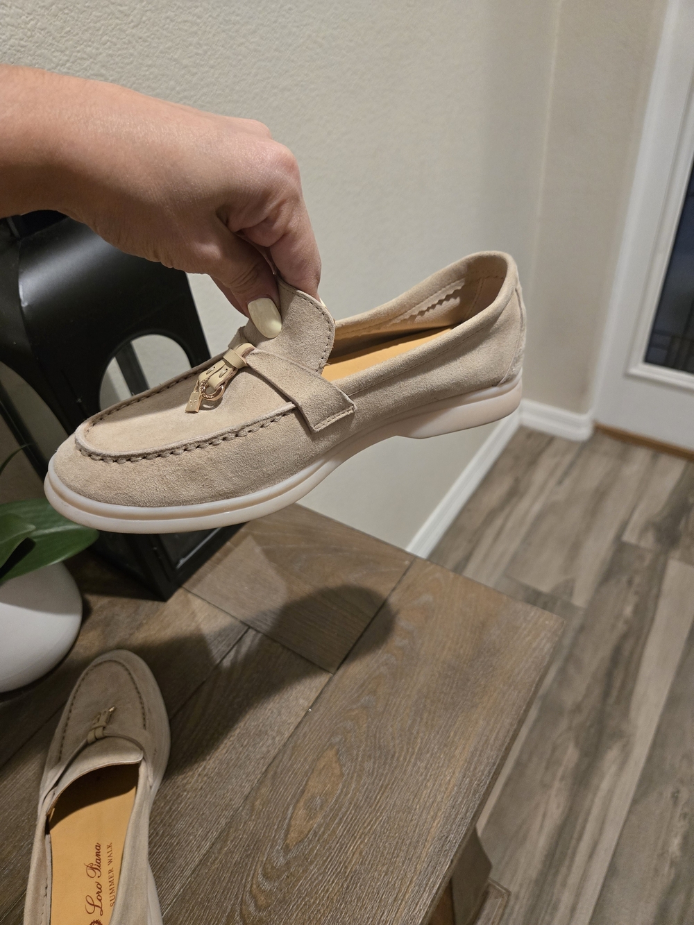 Loro Piana Suede Tassel Loafers in Beige - Picture 5 of 7